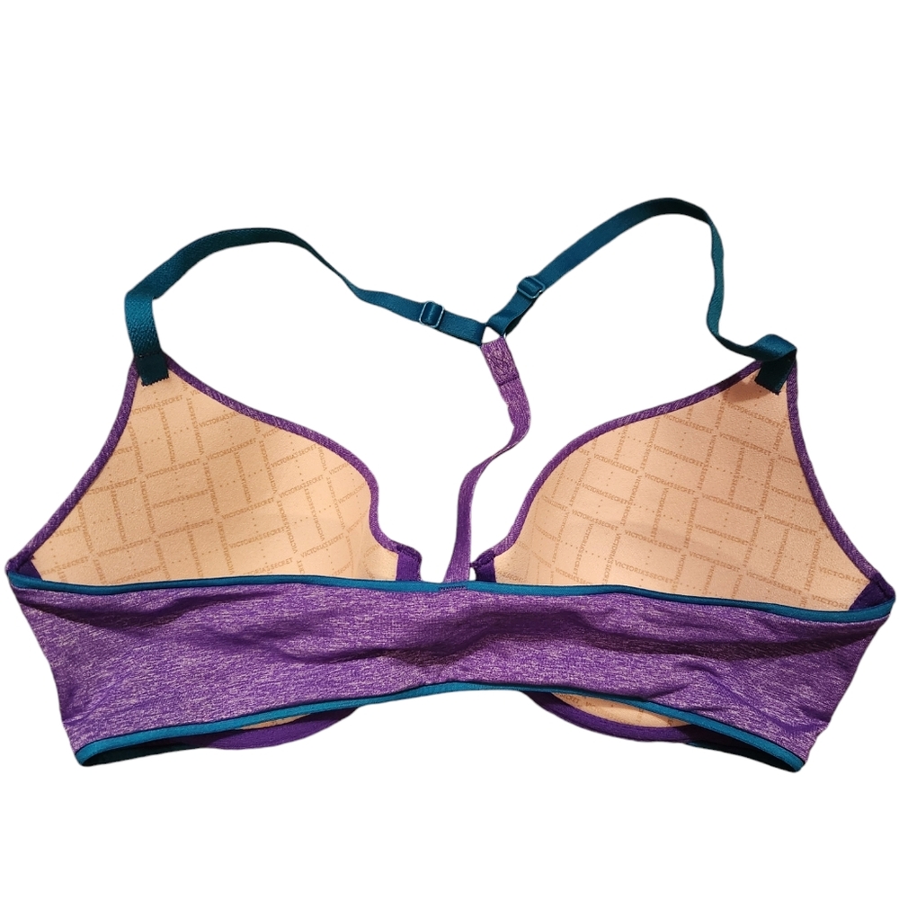 Victoria's Secret Purple Semi Demi Racerback Front Closure Bra Size 32D - Picture 2 of 3